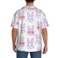 thumbnail image 5 of Xecao offers the Heart Rabbit for Men's Casual Short-sleeved Shirt, a button-up collared shirt with a pocket, perfect for beach vacations and yacht travel in the Small size., 5 of 7