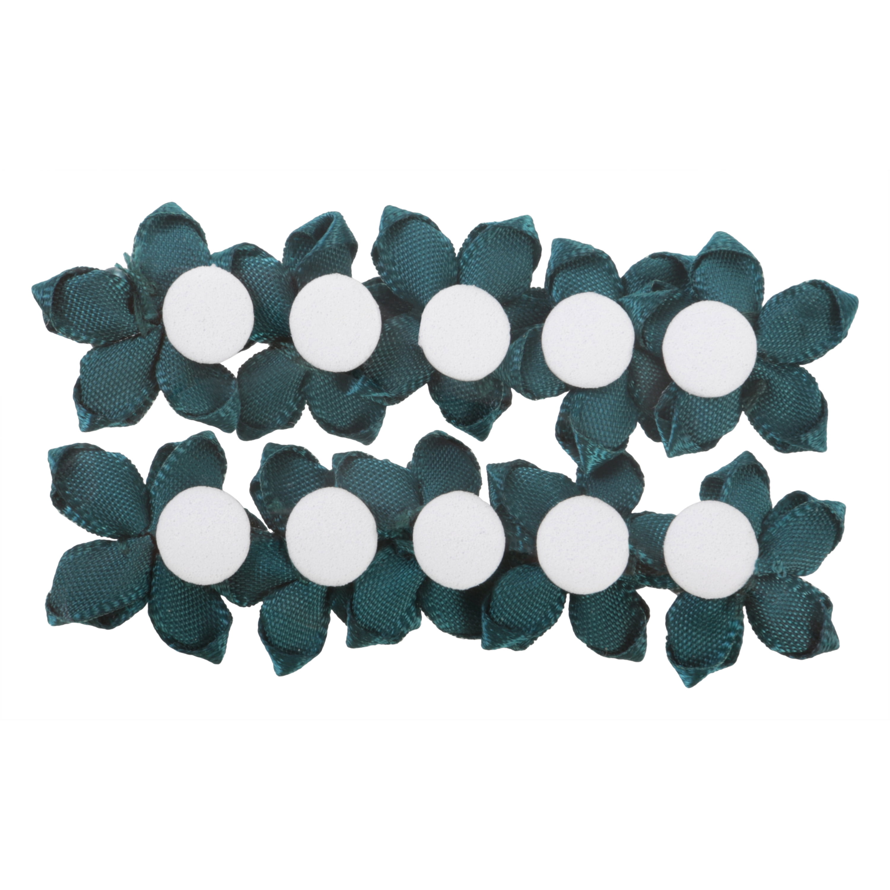 Offray Accessories, Teal 3/4 inch Value Pack 5 Petal Gem Flower Accessory for Wedding, Hair Clips, and Scrapbooking, 10 count, 1 Package