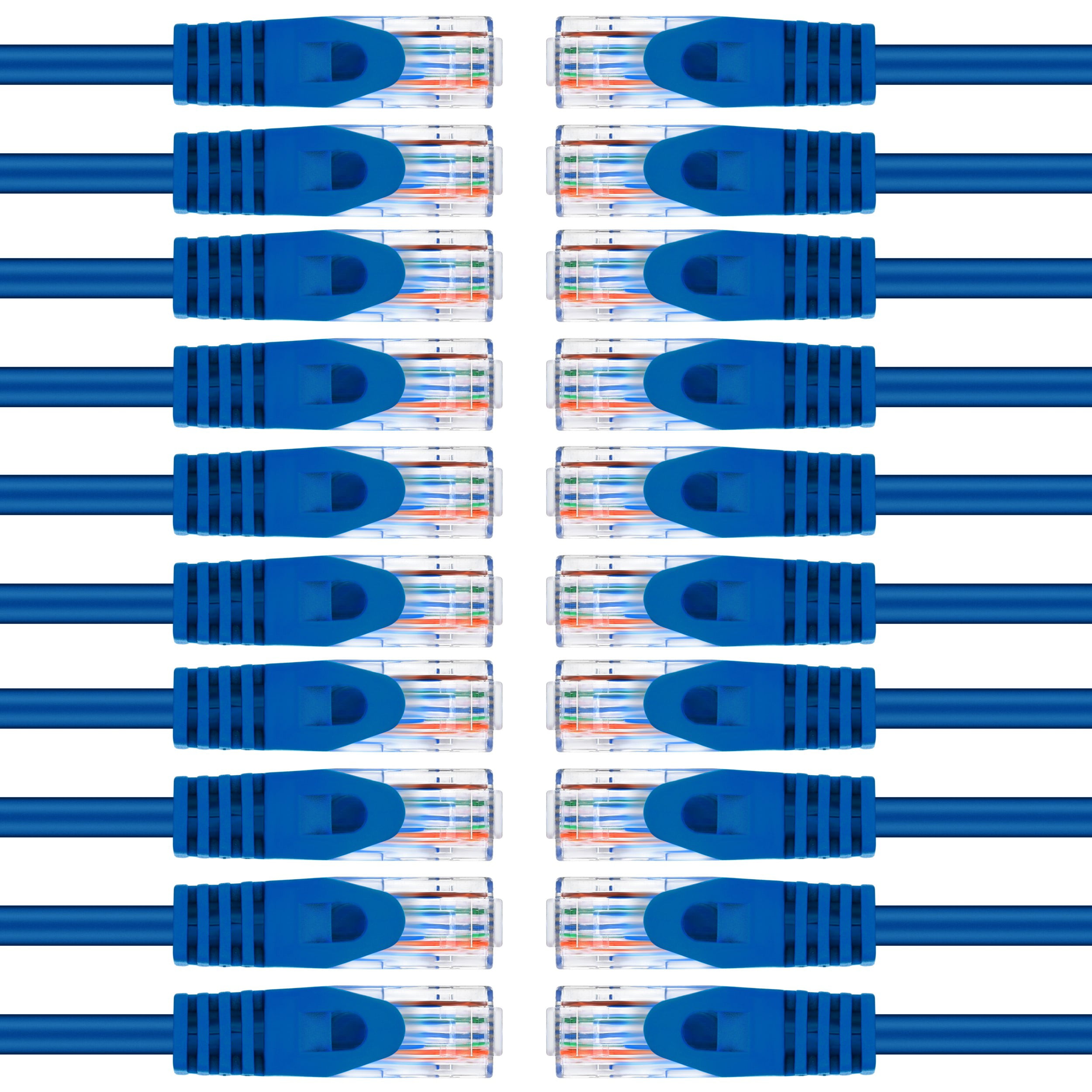 GearIT 10-Pack / 25 Feet Slim 28AWG Cat6 Patch Cable Cat 6 Ethernet Cable Snagless Tab - Slim Series, Blue - 25ft 
