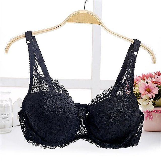 Sujetador de encaje con escote en V profundo para mujer, sostén push-up moldeador con relleno, ropa interior, lencería bordada, sujetador de talla grande