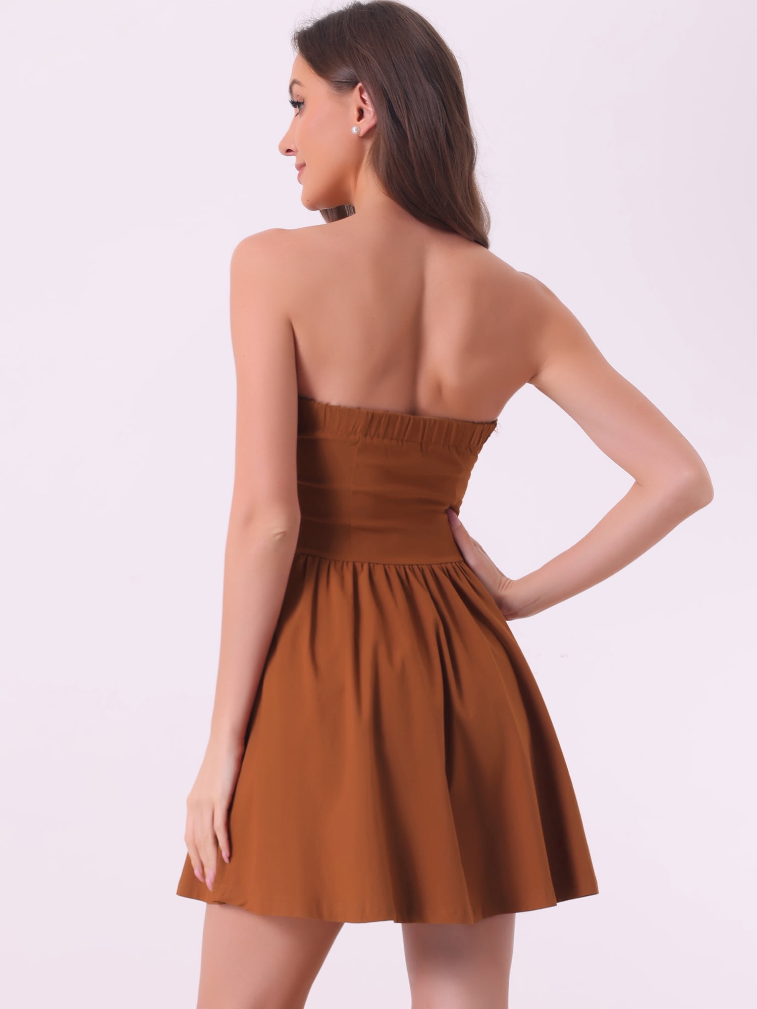 DARING DIVA Party Mini Strapless Sweetheart Neck Christmas Mini Dress XL Brown
