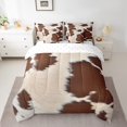 thumbnail image 2 of 7Pcs Rustic Wildlife Comforter Sets Twin Size,Faux Cow Print Wildlife Bedding Bed In A Bag(1 Comforter,1 Flat Sheet 1 Fitted Sheet 2 Pillowcases And 2 Throw Pillow Covers), 2 of 5