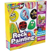 Rock Painting Outdoor Activity Kit for Kids  DIY Art Set w/ 10 Hide and Seek Stones, 12 Acrylic Paint Tubes & 2 Brushes  Fun Googly Eyes, Easy Transfer Design for Boys & Girls