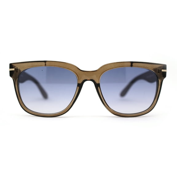 Classy Designer Horn Rim Hipster Plastic Fashion Sunglasses Slate Brown Navy