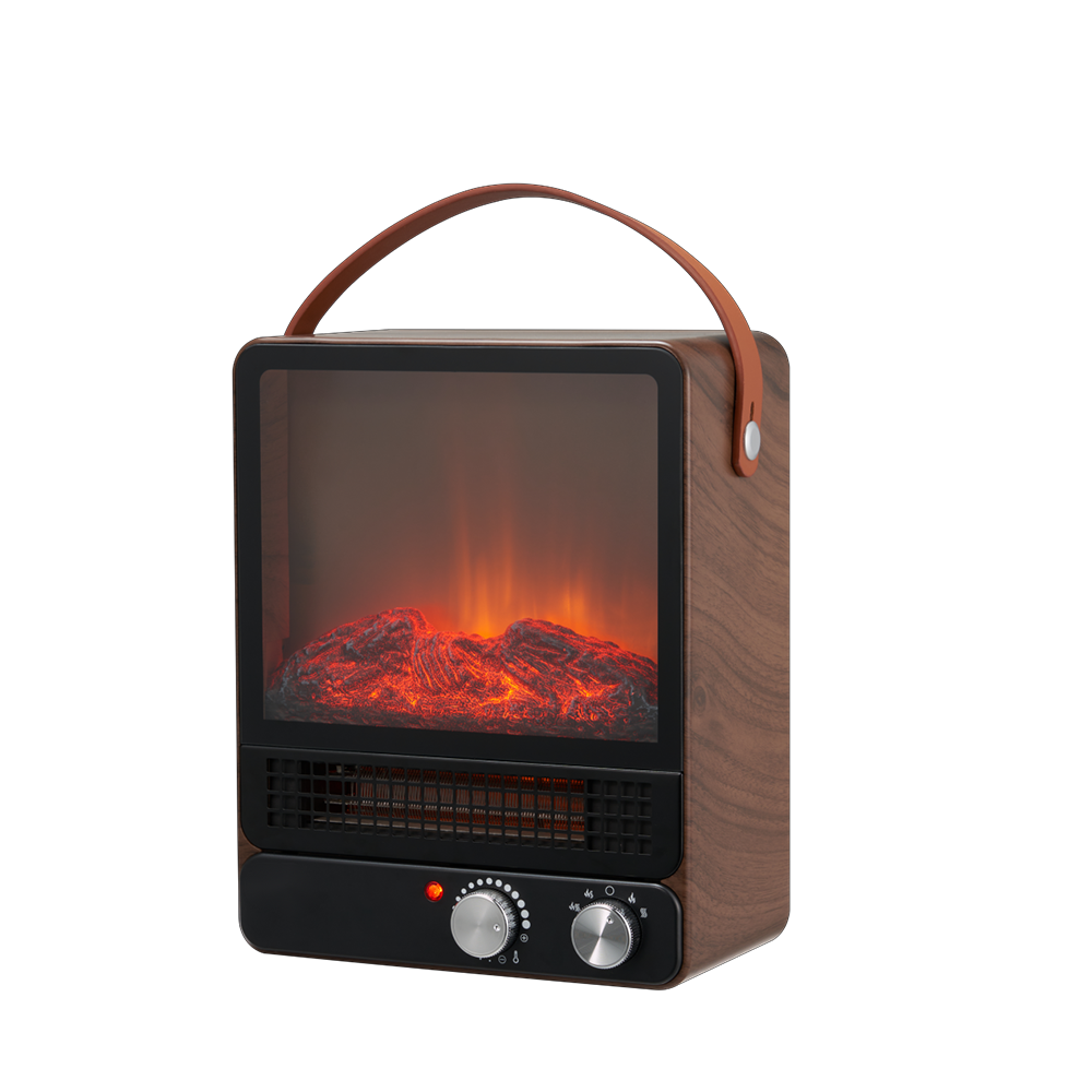 paproos Portable Electric Fireplace, 750W/1500W Mini Tabletop Heater