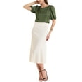 thumbnail image 2 of INSPIRE CHIC Women's Sweetheart Neck Half Sleeve Office Work Satin Blouse L Green, 2 of 6