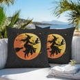 thumbnail image 5 of Outdoor Waterproof Pillow Covers Witch Broom Halloween Night Moon Decorative Throw Pillow Protectors,Pumpkin Bat Black Damask Flower Pillowcase Cushion Cases for Patio Sofa Garden,16x16in,2 Pack, 5 of 9