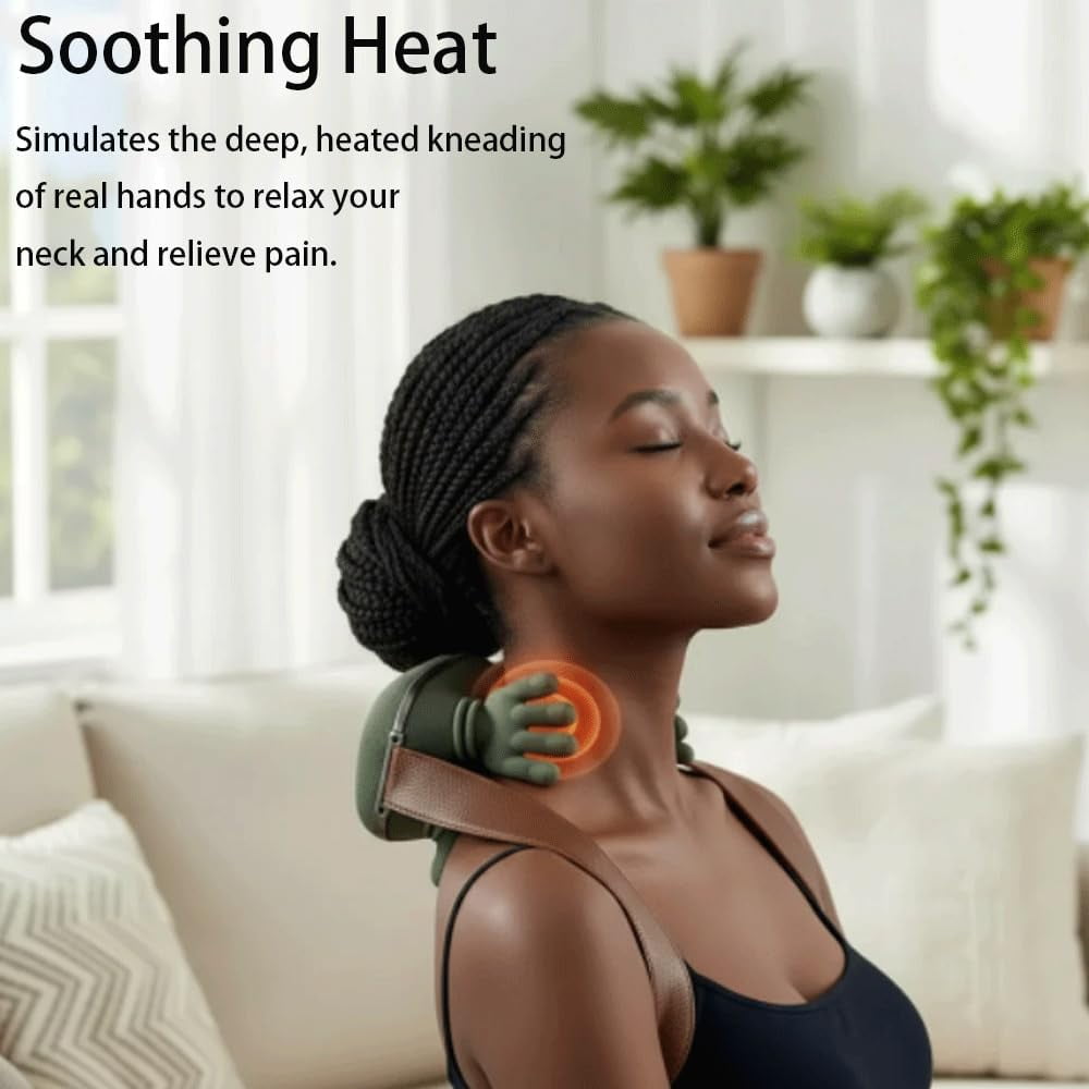 JMLPxx Neck Back Massager,Bionic Heated Massager,Wireless Portable Neck Shoulder Massager,Electric Deep Tissue 4D Kneading Massage, Real Touch Therapy Neck For Pain Relief