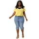 thumbnail image 3 of Women's Plus Size Capri Jeans Ripped Casual Chambray Denim Jean Light Blue 3X, 3 of 7