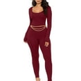 thumbnail image 1 of Mialoley Combinaison Longue Printemps Automne pour Femmes Couleur Unie Manches Longues Col en U Body Slim, 1 of 9