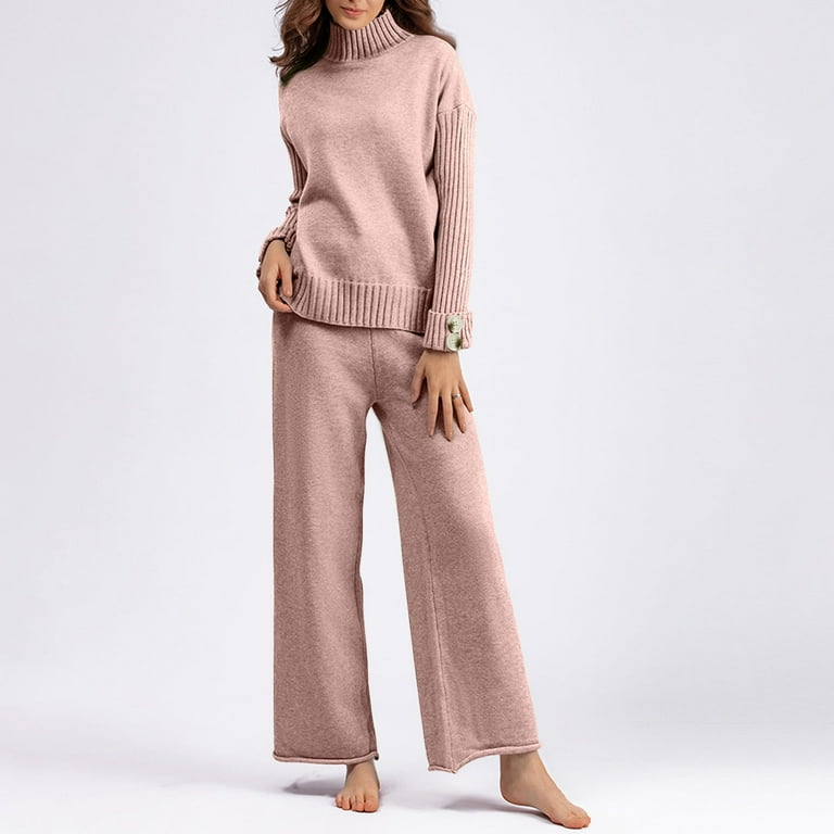 High Neck Knit Sweater Sets for Women Trendy 2024 Casual