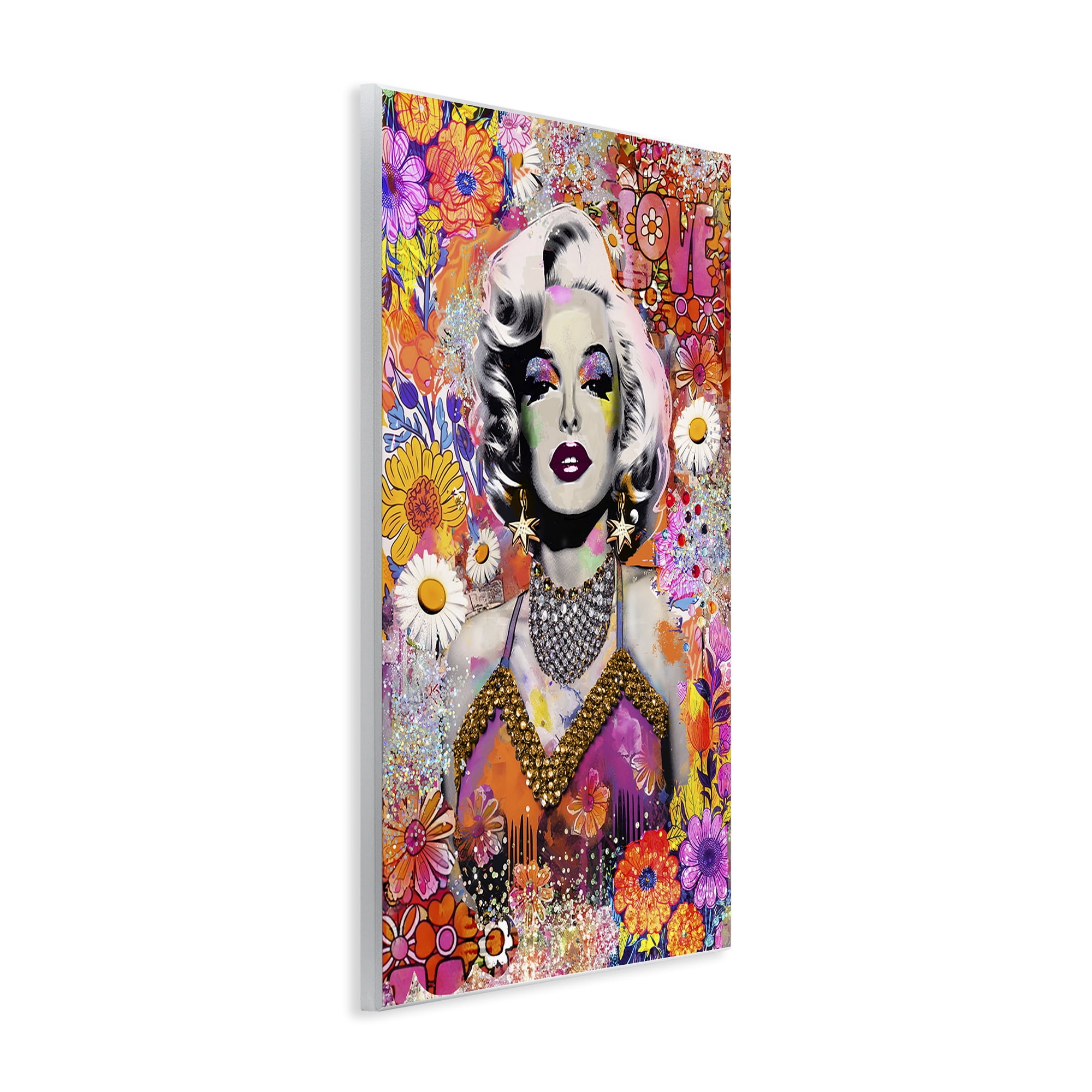 Stupell Industries Hippie Bedecked Marilyn People Painting Unframed Art Print Wall Art, 13 x 19