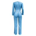 thumbnail image 5 of Riforla Casual Jumpsuit Long Sleeve Belted Sequin Jumpsuit Jumpsuits for Women Sky Blue M, 5 of 5