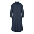 thumbnail image 3 of Women's Fashion Shirt Dress Turndown Collar Loose Long Sleeve Solid Ankle-length Long Dress, 3 of 6