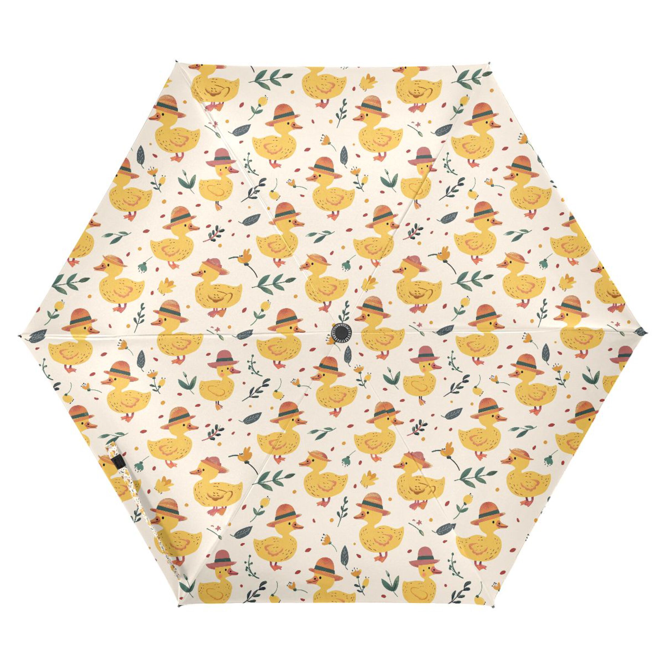 Cute Ducks with Hat Compact Sun Umbrella Windproof Travel Umbrellas for Rain Strong Portable UV Protection