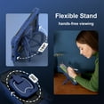 thumbnail image 4 of SaniMore Case for Samsung Galaxy Tab A9 8.7" 2023 SM-T550/P550, Shockproof Shoulder Strap 360° Rotating Handle Bracket Pencil Holder Tri-layer Hybird Anti-drop Kids Shell, Black+Navy, 4 of 10