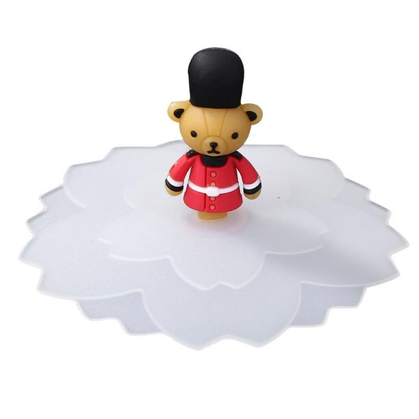 Tapa Cerezo Blanca Tapa Sellada Respetuosa Con El Ambiente Al Calor Tapa Silicona Duradera Conejo Fresa (D) Soldier Bear