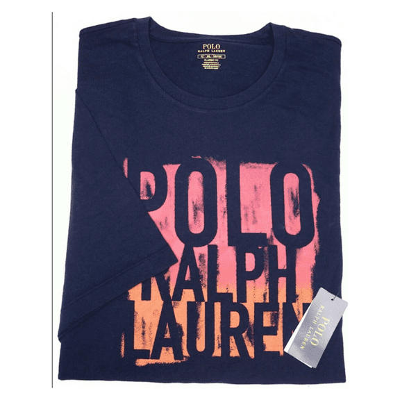 Polo Ralph Lauren Short Sleeve Tee Navy Blue 100% Cotton Graphic T-Shirt,XLT