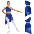 thumbnail image 3 of iiniim Girls Lyrical Dance Shiny Rhinestones Crop Top with Skirted Leotard 2-Piece Ballet Dance Outfits Blue 8, 3 of 7
