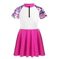 thumbnail image 3 of YEAHDOR Kids Girls One-piece Swimsuit Sun Protection Swimming Dress Short Sleeve Zipper Bathing Suit Hot Pink 12, 3 of 7