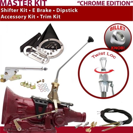 American Shifter C4 Shifter Kit Chrome 12 in. E Brake Cable Trim Kit Dipstick for F81A4