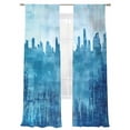 thumbnail image 2 of Abstract Urban Silhouette Sheer Curtains 108 Inches Long 2 Panels Watercolor Blue Building Light Filtering Semi Sheer Window Curtains Drapes for Bedroom Living Room 52"x108", 2 of 7