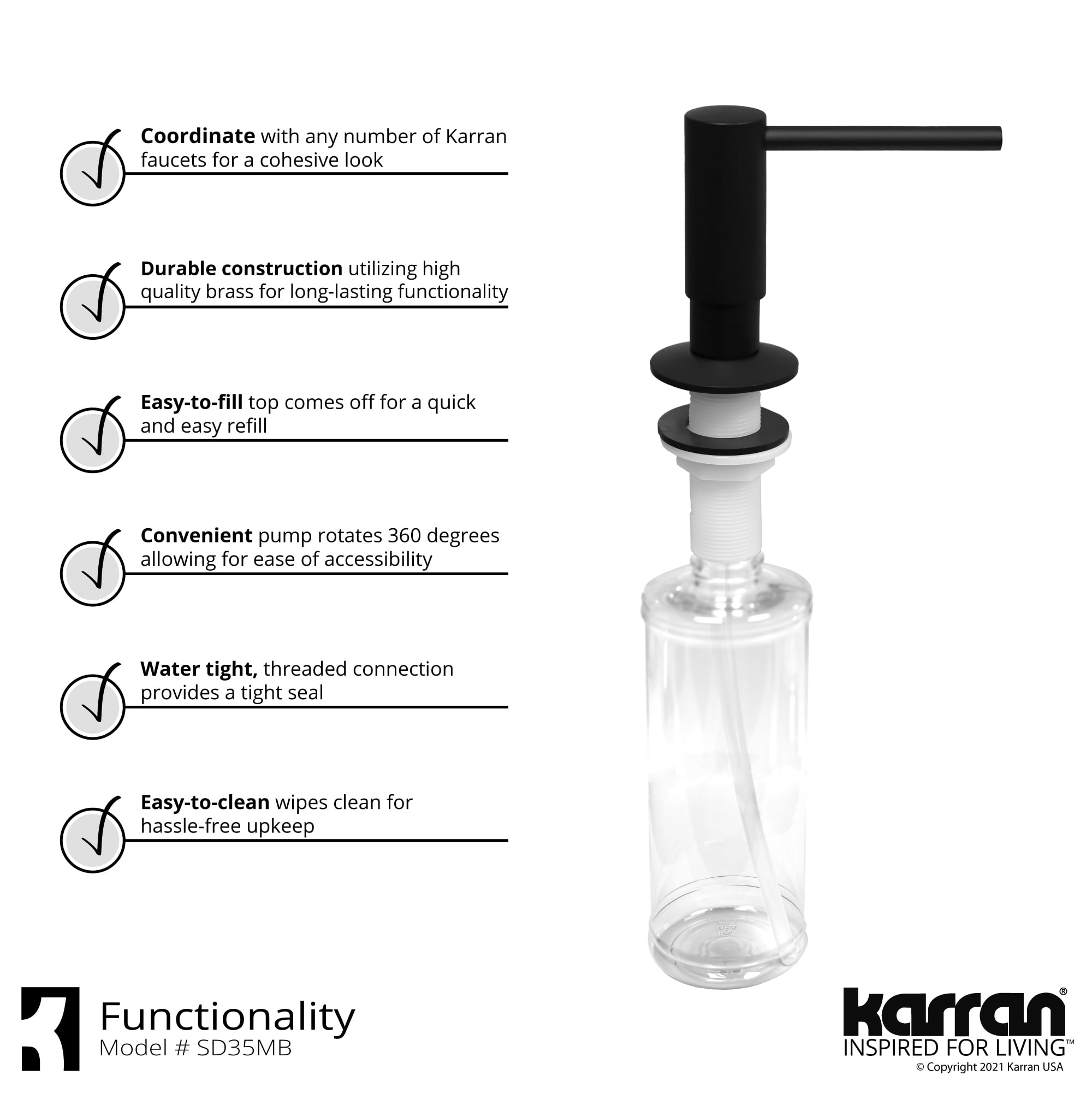 Karran Scottsdale Single-Handle Pull-Down Sprayer Kitchen Faucet with Matching Soap Dispenser in Matte Black