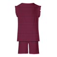 thumbnail image 5 of kttectoa Girls Summer Outfits Girls Cute Outfits Fashion Ruffle Trim Striped Print Crewneck Tank Top and Elastic Waist Pocket Shorts 2 Piece Sets Clothes for Girls 3-14T, 5 of 7
