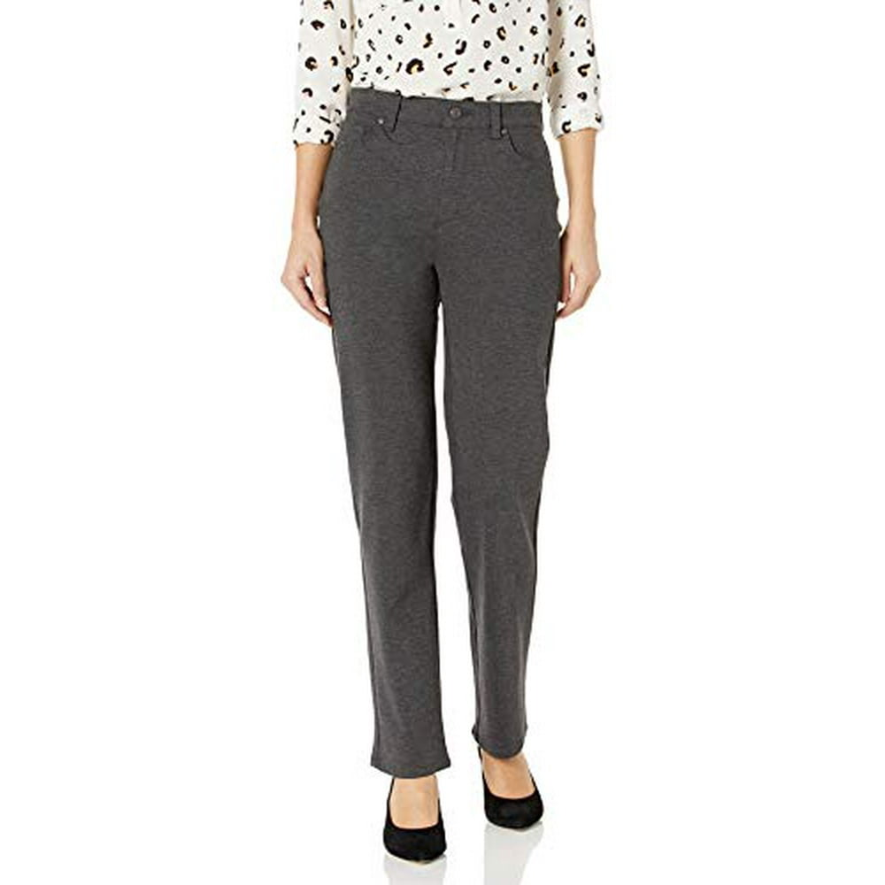 Gloria Vanderbilt - Gloria Vanderbilt Women's Amanda Ponte Knit Pant, Heather Grey, 12 - Walmart