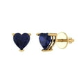 thumbnail image 2 of 1 Ct Heart Cut Studs Blue Sapphire 14K Yellow Solid Solid Gold Everyday Dainty Earrings Screw Back, 2 of 7