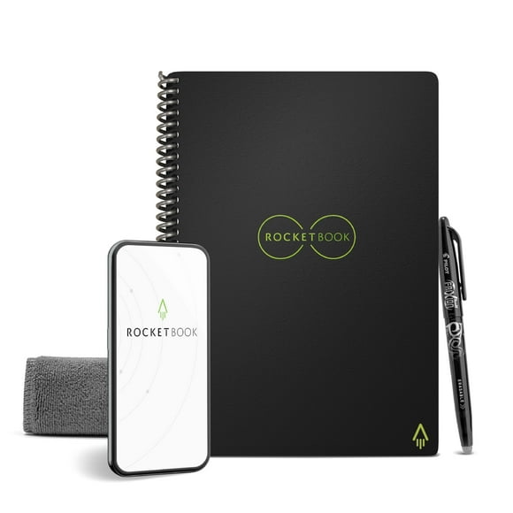 Cuaderno Rocketbook Core Ejecutivo 15x22 cm Negro, Reutilizable