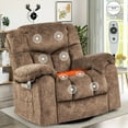 thumbnail image 2 of Sesslife Rocking Recliners with Massage and Heat for Adults, 22.8 in Seating Manual Swivel Rocker Recliner with Side Pockets, Cup Holders, USB Port for Living Room, Fabric Massage Lounge Chair, Brown, 2 of 10