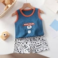 thumbnail image 2 of HCNTES Baby Adorable Vest Pajamas Kids Cute Sleeveless Top and Elastic Shorts Set for Toddler Daily Wear(A-Blue,3-6 Months), 2 of 5