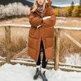 thumbnail image 2 of Wutalume Women's Solid Color Winter Thickened Loose Long Knee-length Cotton-padded Down Jacket Coat, Warm and Cozy, Oversized Design, Perfect for Extreme Cold Weather,Orange L, 2 of 5