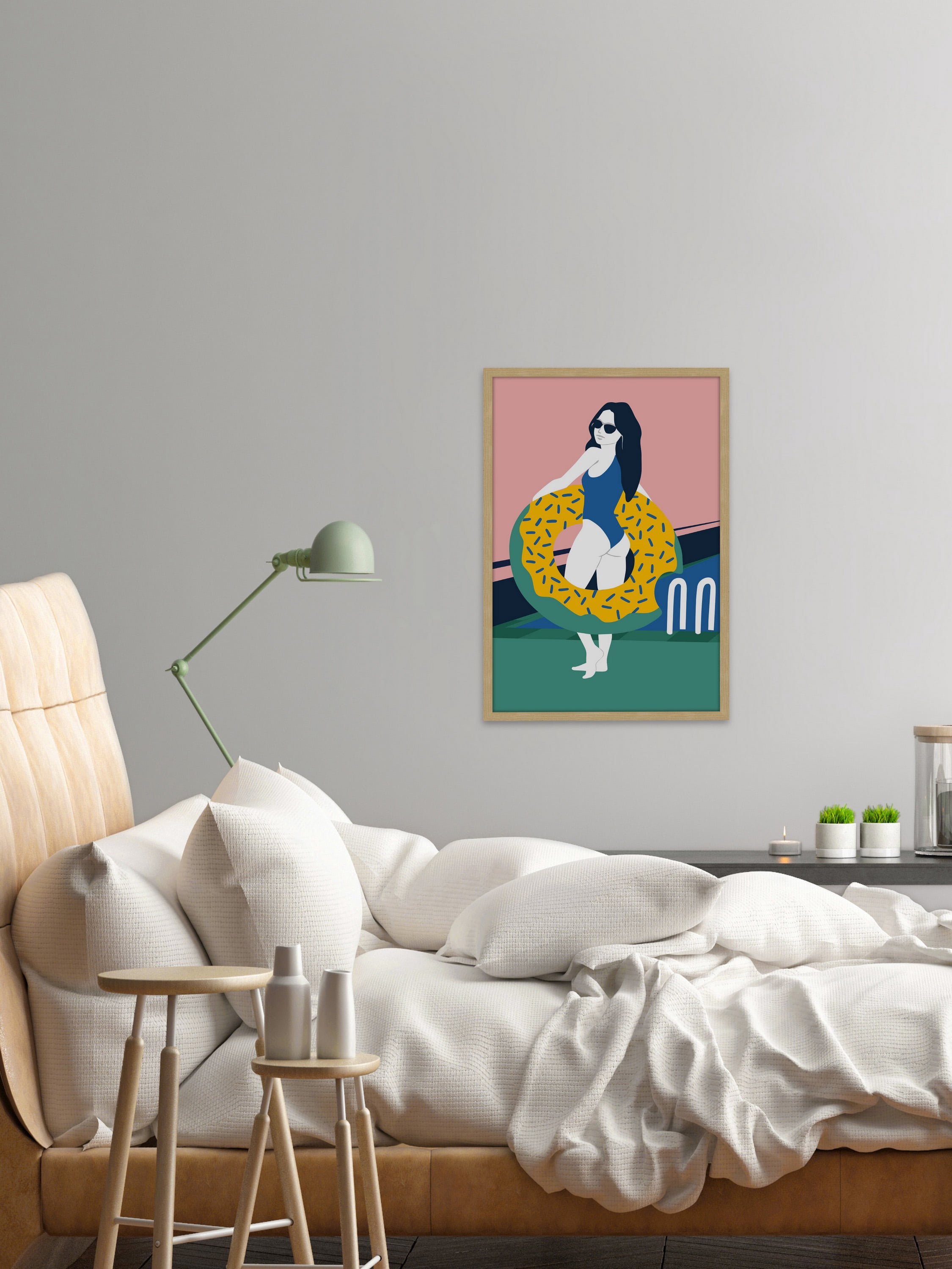 Donut Floater Framed Painting Print