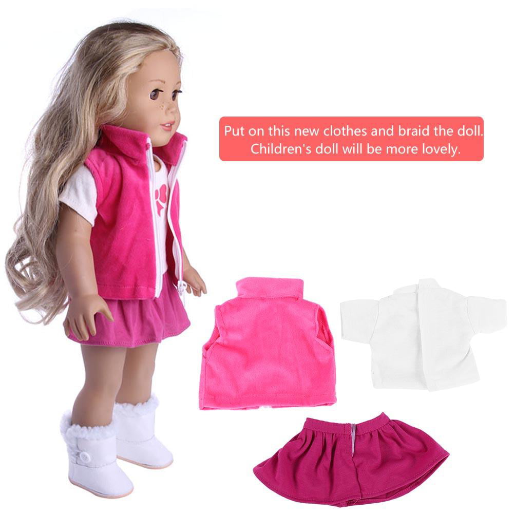 3pcs/set Girl Doll Clothes Dress Suit Set Top Skirt Coat for 18inch Girls Dolls 