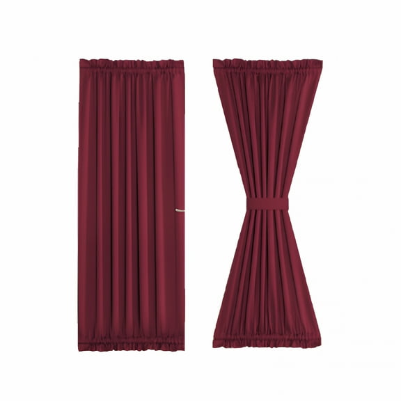 AUQ 2 Panel French Door Curtains With Rod Pocket Tieback Indoor Sun Blocking Grommet Curtains Thermal Blackout Curtain for Window Kitchen Patio Doors 25*72"