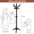 thumbnail image 3 of XXLYY 75" Wooden Coat Rack Freestanding - Adjustable Hall Tree Stand with 14 Hooks & stable Base, Heavy Duty Coat Hanger for Entryway, Bedroom, Living Room, office, 3 of 8