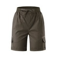 thumbnail image 5 of Women's Summer Casual Cargo Shorts Elastic Waist Drawstring Hiking Shorts with Pockets, 5 of 6