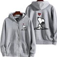 thumbnail image 1 of Snoopy-Chaqueta blanca con capucha y cremallera para mujer, sudadera informal para hombre, ropa de gran tamaño con dibujos de Anime para parejas, primavera y otoño 2024, 1 of 2