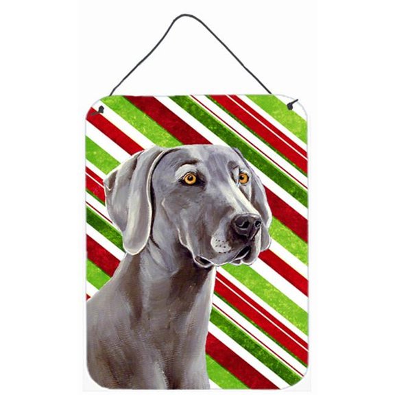 Weimaraner Candy Cane Holiday Christmas Aluminium Metal Wall Or Door Hanging Prints