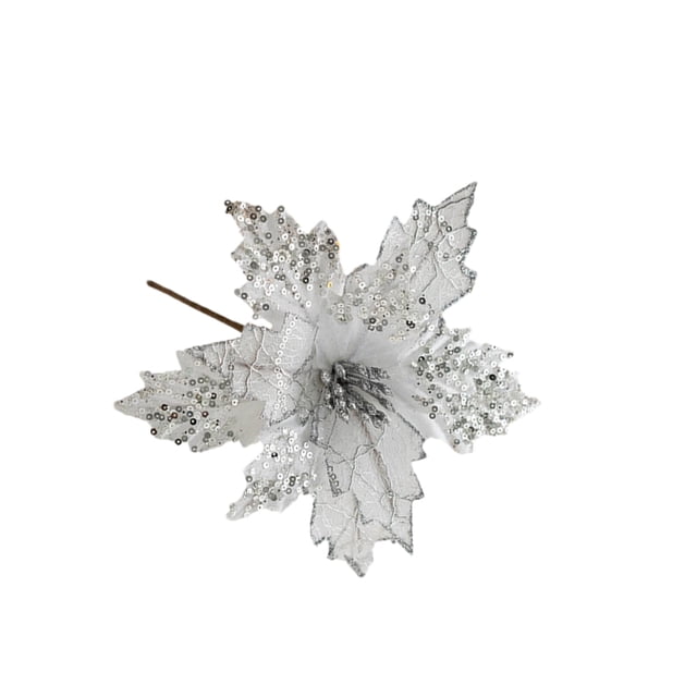 Decoraciones para árboles de Navidad Injueey adorno navideño de tela plata