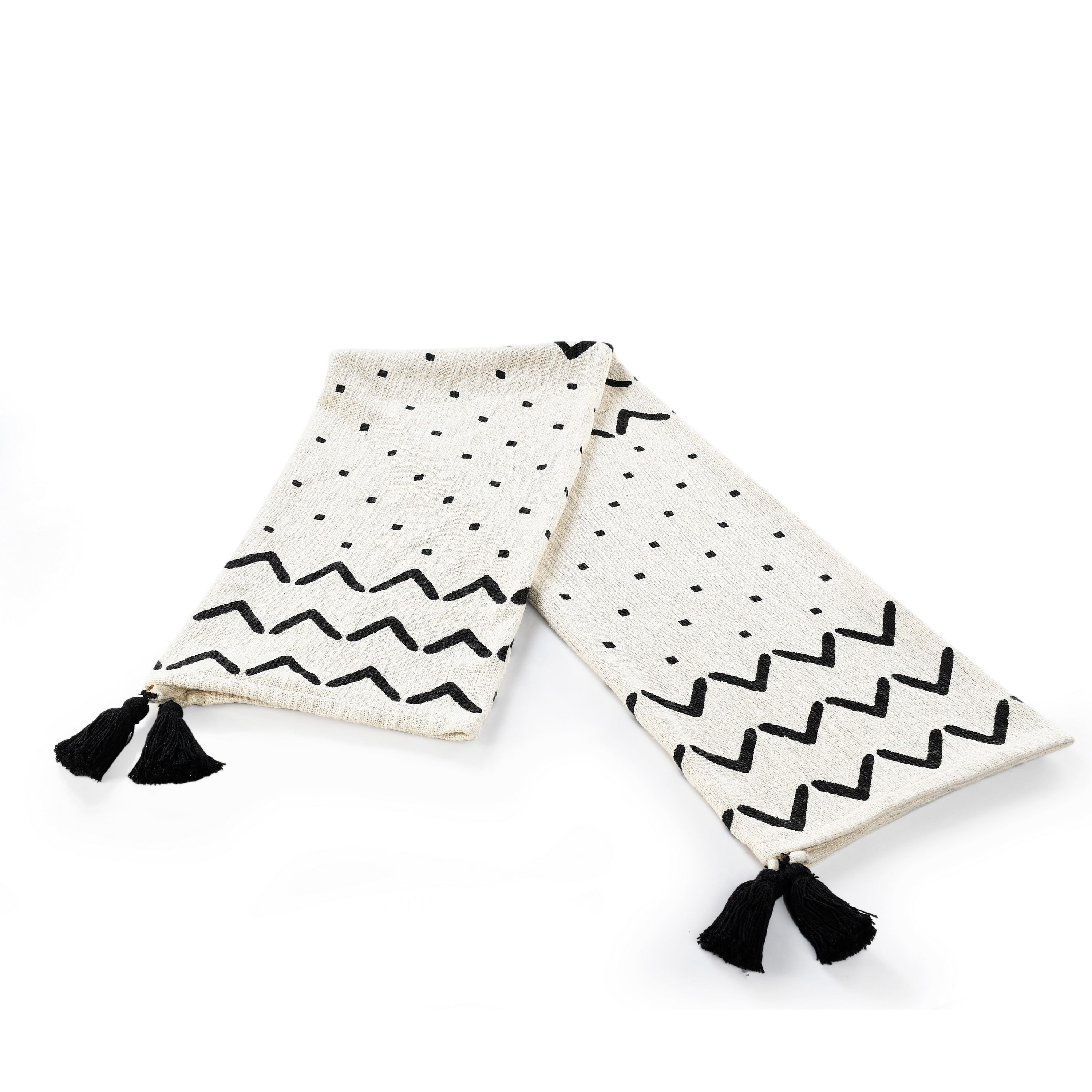 LR Home and Evette Rios Cream and Black Chevron Dot Cotton Throw Blanket, 50" x 60"