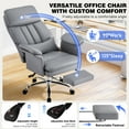 thumbnail image 4 of Furniliving Big and Tall Office Chair, Ergonomic Executive Office Chair with Footrest & Lumbar Support, High Back PU Leather Gaming Chair for Bedroom, Office, Gray, 4 of 10