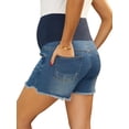 thumbnail image 3 of INSPIRE CHIC Women's Maternity Denim Shorts Over Belly High Elasticity 2026 Summer Casual Workout with Pockets Jeans Pregnancy Shorts S Blue, 3 of 6