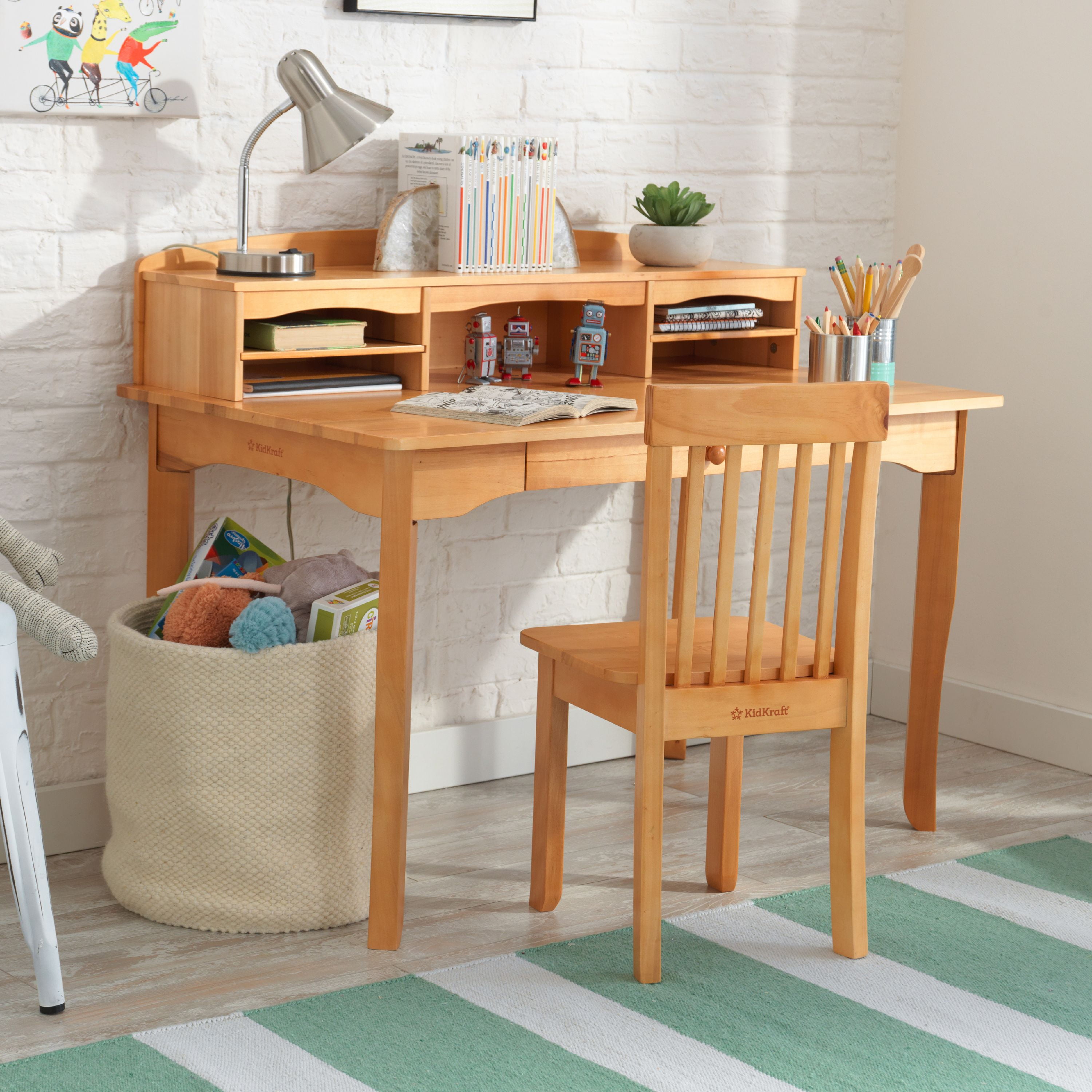 Kidkraft Avalon Desk With Hutch And Chair Natural Walmart Com