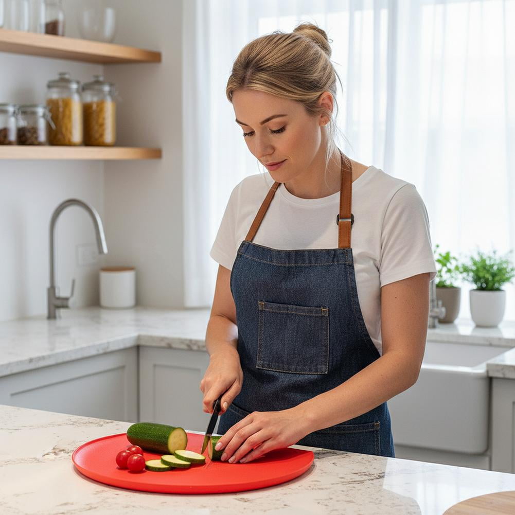 TPU Rubber Cutting Board, Flexible Chopping Mat for Kitchen D-Shape Cutting Mats, Professional Knife-Friendly , Dishwasher Safe, BPA Free, Half Round Prep Board