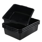 Aninhao 32 Liter Black Commercial Bus Tub, Extra Large Plastic Bus Box, 4 Pack