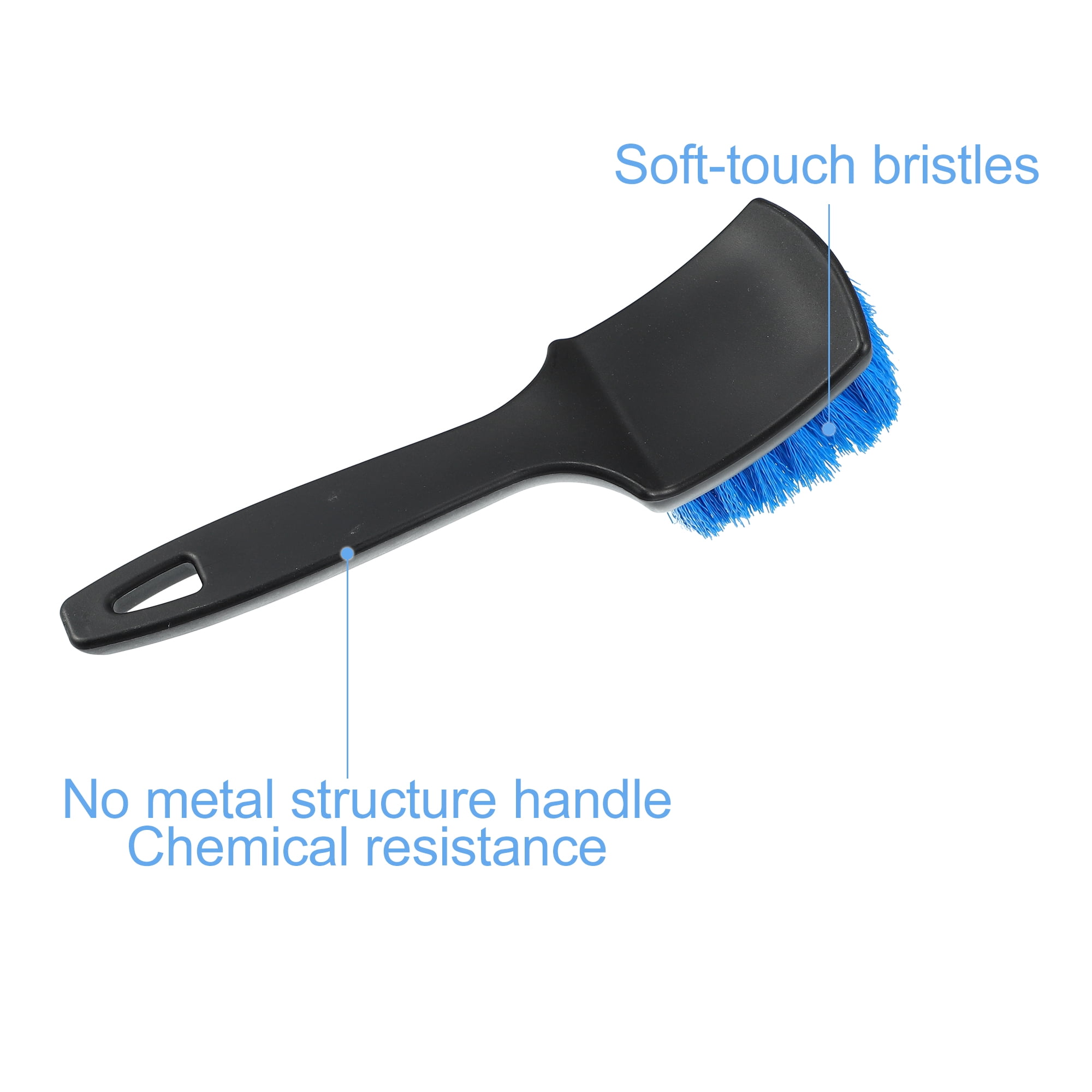 Unique Bargains Short Handle Wheel Tire Brush Soft Bristles Car Wash Blue