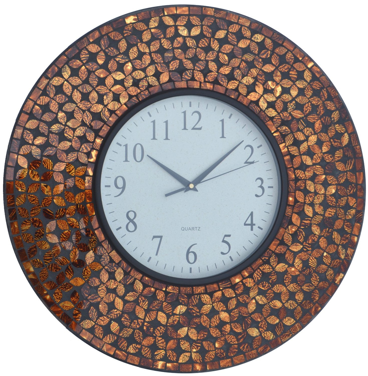 Lulu Decor, 19" Amber Flower Mosaic Wall Clock with Black Cement